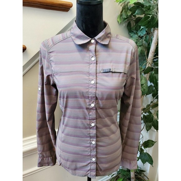 Columbia Women's Gray Polyester Collared Long Sleeve Buttons Down Casual Shirt M - Picture 2 of 10